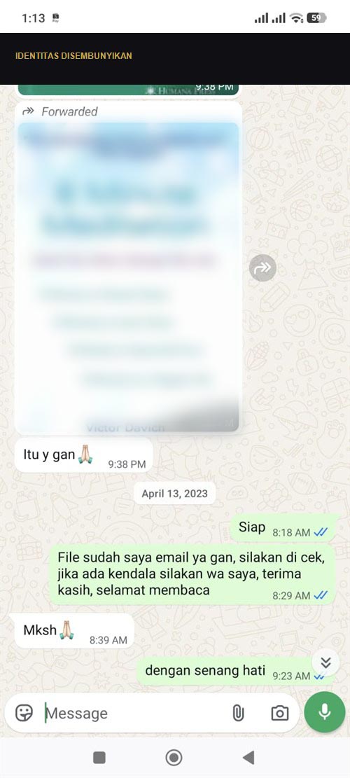 Cuplikan konfirmasi ebook diterima pada April 2023