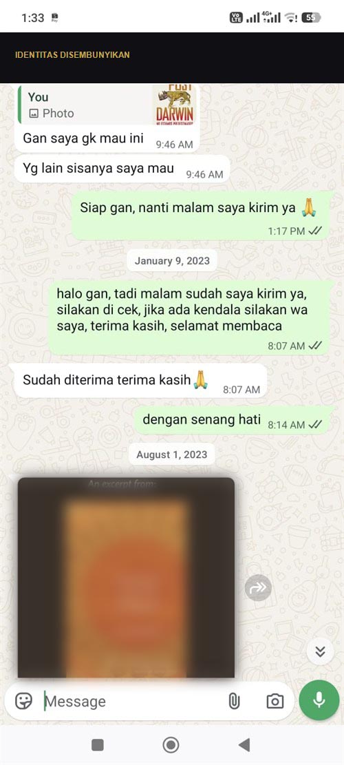 Cuplikan konfirmasi ebook diterima pada Januari 2023
